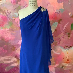 Embellished Blue One Shoulder dress - $15